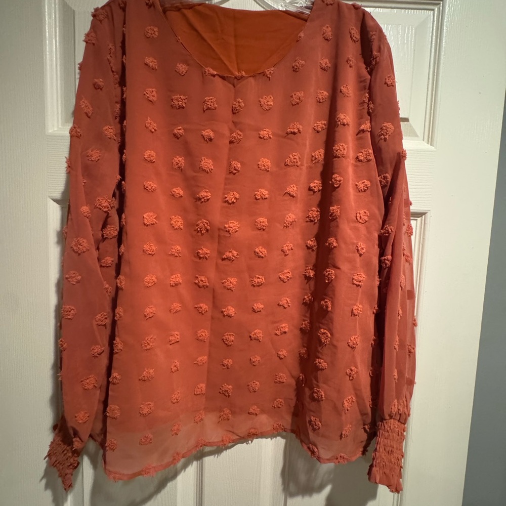 Women's Orange Textured Top